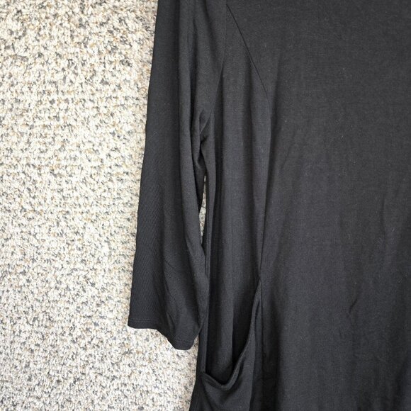 Chicos Top Womens 0 US Small Black Tunic Pockets Scoop Neck Stretch Rayon Ladies - Picture 3 of 7